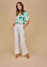 Groene bloes met print HER