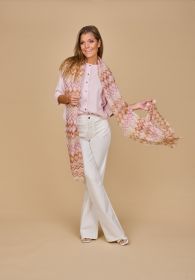 Sjaal met beige/ roze zigzagprint Hemisphere