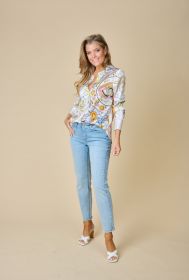 Witte bloes met multicolor print Herzen'S angelegenheit