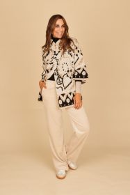 Beige broek in velours op elastiek Caroline Biss
