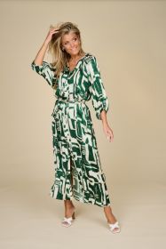 Groen/ beige lang kleed met print Caroline Biss