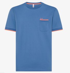 Blauwe T-shirt met oranje boord Sun 68