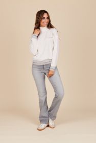 Ecru rolkraagpull met grijze accenten Peserico