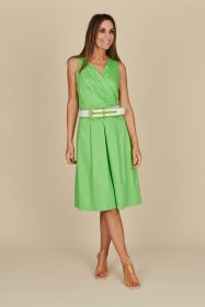 Groen V-hals kleed met riem Senso