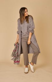 Taupe pull met korte mouw Luisa Cerano