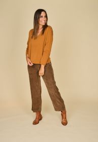 Bruine broek in velours Luisa Cerano