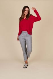 Frambooskleurige oversized V-hals pull Repeat