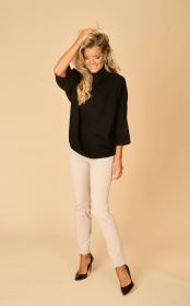 Zwarte oversized pull met 3/4 mouw en opstaande kraag Joseph Ribkoff