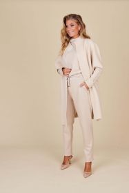 Beige broek op elastiek met zigzag D.Exterior