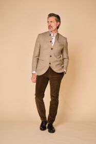 Beige vest met visgraatmotief Luis Trenker