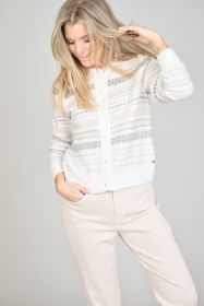 Witte gilet met beige strepen Marc Cain