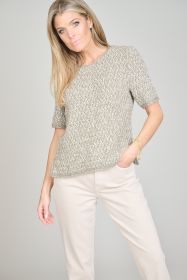 Beige pull met korte mouw en pailletten Marc Cain