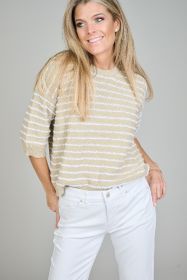 Beige/ wit gestreepte pull Due Amanti
