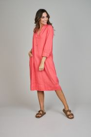 Coraal V-hals kleed midilengte Rosso 35