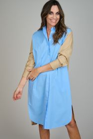 Beige/ lichtblauw hemdkleed Rosso 35