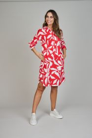 Rood hemdkleed met witte print Rosso 35