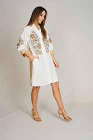 Wit kleed met beige bloemen Rosso 35
