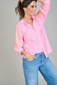 Roze bloes met oranje broderie Senso