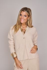 Beige gilet met knop met steentjes Herzen'S angelegenheit