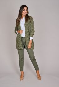 Kaki lange gilet Luisa Cerano