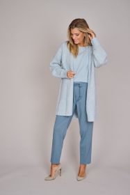 Lichblauwe lange gilet Luisa Cerano