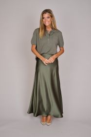 Kaki satijnen rok Luisa Cerano