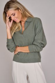 Kaki pull met kraag Luisa Cerano