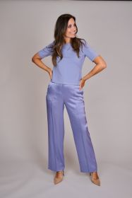 Lila pull met korte mouw en lurex boord Marc Cain