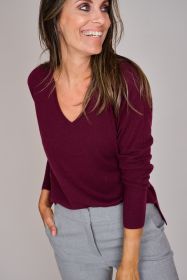 Bordeaux V-hals pull riani