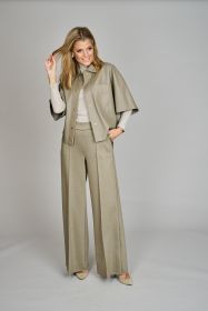 Kaki lederen vest Riani