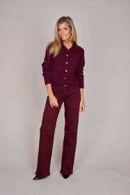 Bordeaux gilet met kraag en ribbel Riani