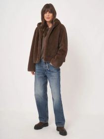 Donkerbruine omkeerbare jas in pels Repeat