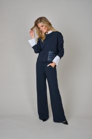 Marine sweater met zak in andere stof Margittes
