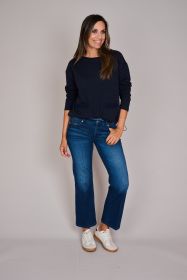 Marine sweater met fantasie in tricot Margittes