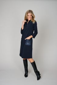 Marine kleed in sweatersof met zakken in andere stof Margittes