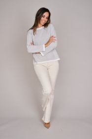 Grijze pull met witte boord Anneclaire
