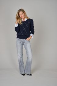 Marine geruite pull Anneclaire