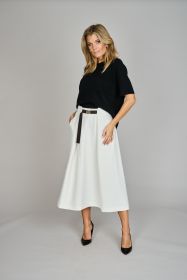 Ecru rok met zwarte riem Spoon
