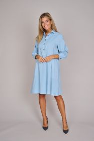 Lichtblauw hemdkleed in velours Rosso 35
