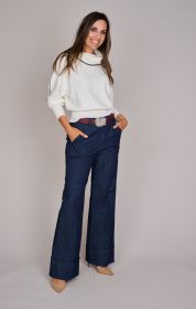 Ecru pull met zwarte boord Caroline Biss