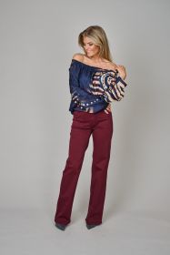 Blauw/ beige bordeaux bloes met paisleyprint