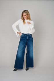 Ecru geribbelde pull met losse kraag Due Amanti