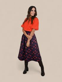 Paarse rok met oranje/ paarse bloemen Léonie de Paris