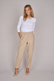 Witte T-shirt met beige boord Peserico