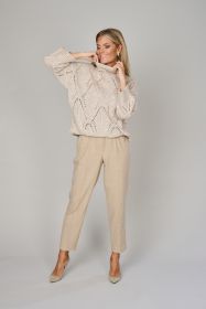 Beige rolkraagpull met gaatjes Peserico