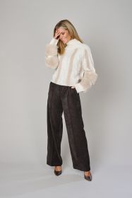 Ecru pull met beige kabel en pels Max & Moi