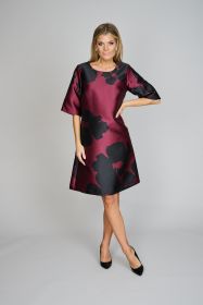 Bordeaux kleed met zwarte bloemen Senso