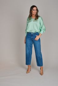 Mint oversized V-hals bloes met tricot manchette Herzen'S angelegenheit