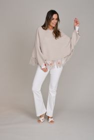Beige poncho met franjes Herzen'S angelegenheit