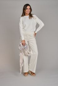 Ecru broek met gouden knopen Joseph Ribkoff